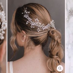 New LONG Bridal Arianna Hair Vine - Silver Crystal Rhinestone & Pearls